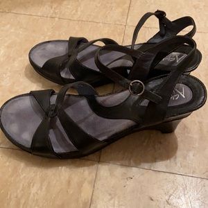 Black leather sandals